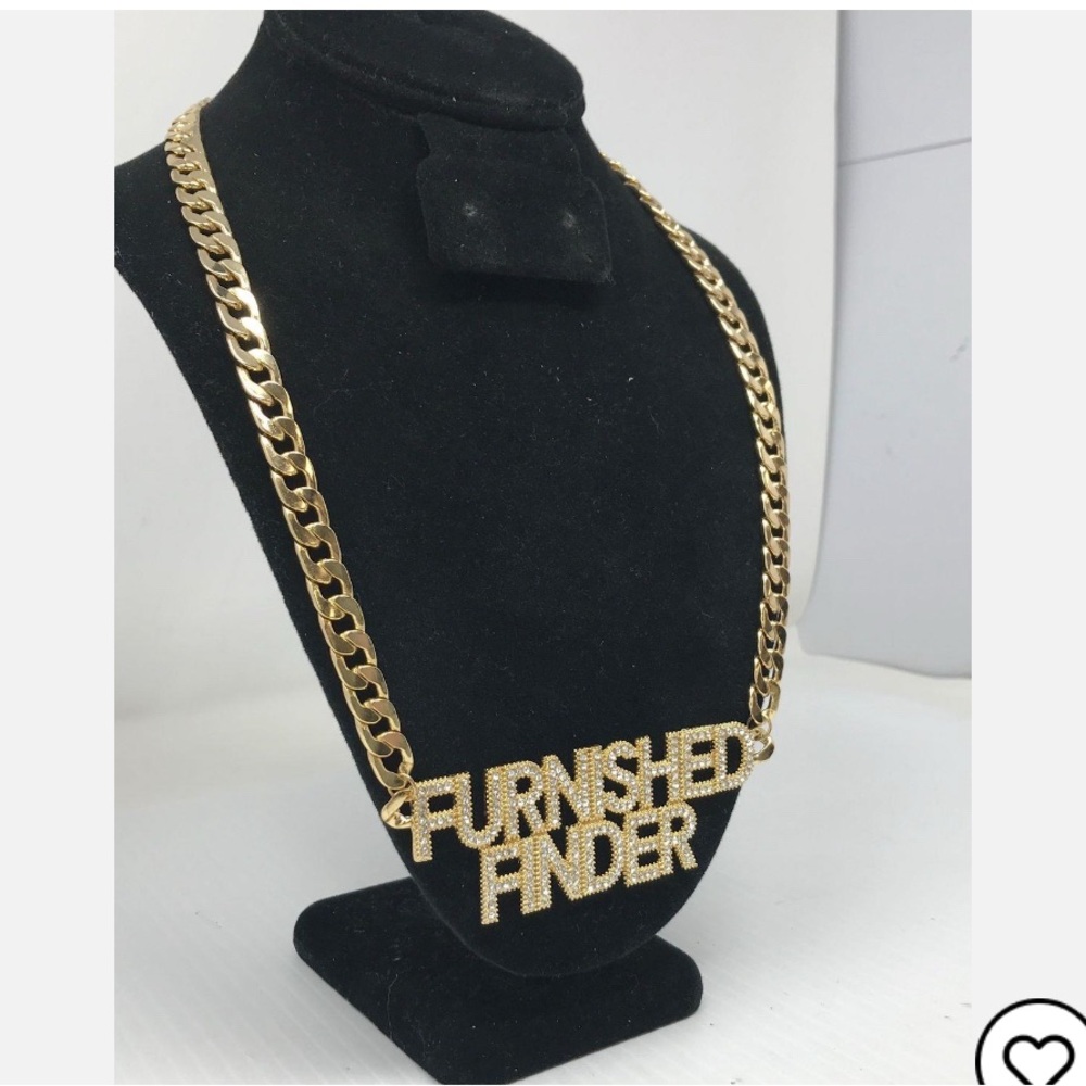 SPARKLY GOLD TONE ICED OUT” FURNISHED FINDER” CHAIN LINK NECKLACE- 26.5